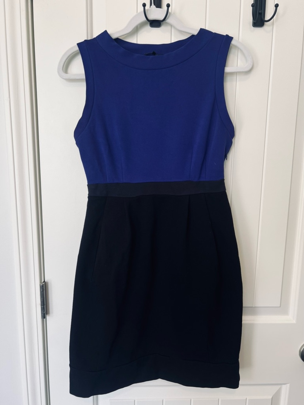 Two-Tone Purple and Black Sheath Dress - 6
